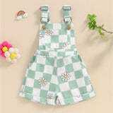 Adorable Toddler Baby Girl Summer Romper - Sleeveless Checkerboard Floral Print Jumpsuit with Pocket, Casual Overalls Shorts for Newborn, Cute Clothes for Little Princesses, Perfect for Outdoor Play and Special Occasions