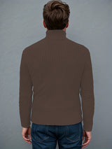 All Match Knitted Solid Sweater, Men's Casual Warm High Stretch Turtleneck Pullover Sweater For Men Fall Winter, Old Money Style