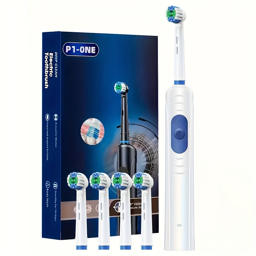 4-Head Electric Toothbrush Kit - Gentle Soft Bristles for Effective Plaque Removal, Advanced Oral Care for Adults, Unisex Design for Home and Travel Use, Perfect Fathers Day Gift Idea