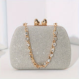 Shimmering Heart Glam Clutch Bag - Studded Chain & Metal Detail - Versatile Evening Wear for Banquets & Parties - Durable PU Material
