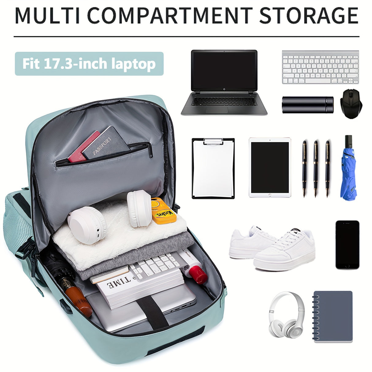 1pc Large Capacity Waterproof Laptop Backpack For Travel And College, Men's And Women's Travel Backpack With Shoe Bag, Multifunctional Lightweight Outdoor Hiking And Camping Backpack, Holiday Travel Party Gift, School Bag, Ea