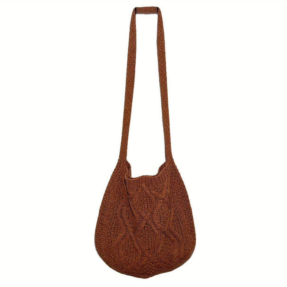 Trendy Literary Crochet Hobo Bag - Hollow Out Knitted, Crossbody, Stylish, Fashionable, and Spacious Handbag for Women