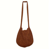 Trendy Literary Crochet Hobo Bag - Hollow Out Knitted, Crossbody, Stylish, Fashionable, and Spacious Handbag for Women