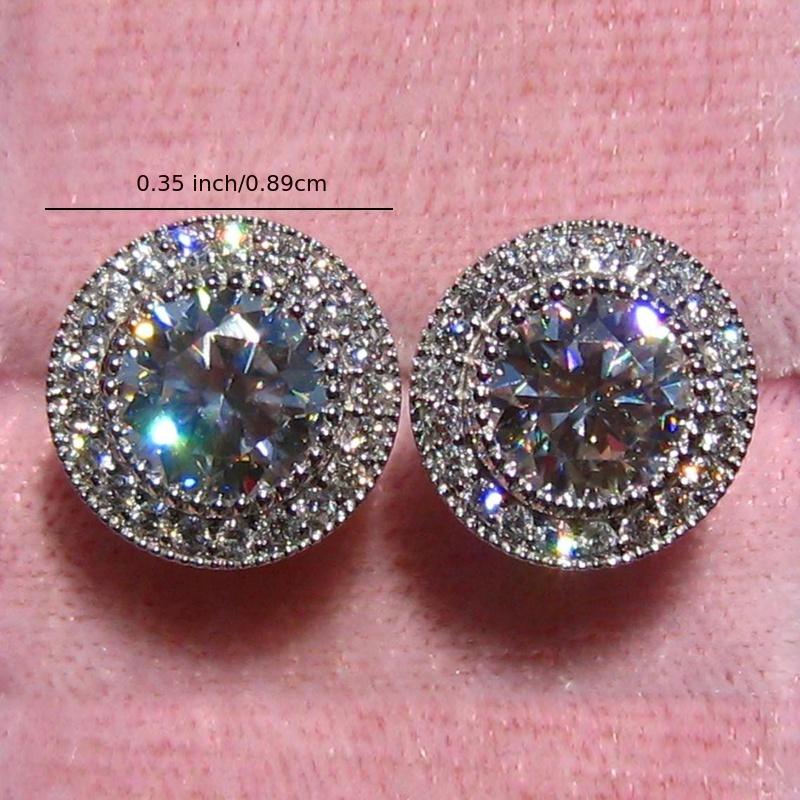 [Luxurious Earrings] Sparkling White Cubic Zirconia Stud Earrings | Luxurious Genuine Brilliance Micro Paved Earrings for Women - Nickel-Free Copper Backing, Ideal for Weddings and Formal Events