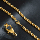 1PC Yellow Gold Plated Fried Dough Twist Chain Necklace