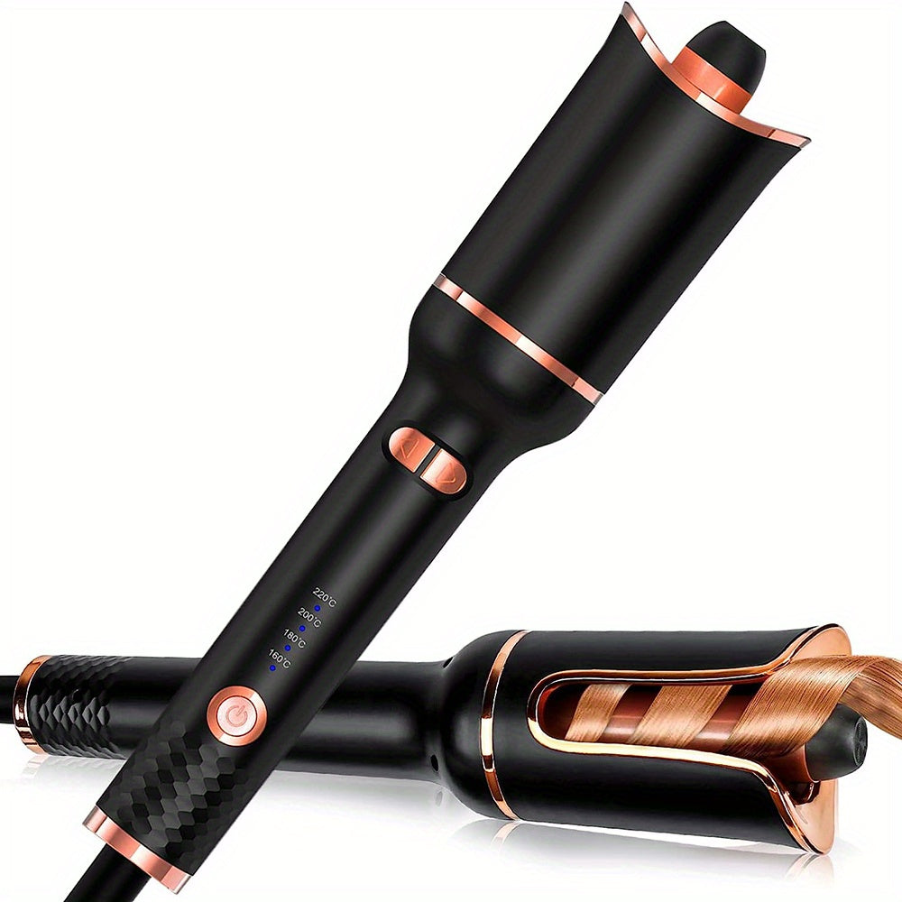 1" Large Ceramic Ionic Automatic Hair Curler - Rotating Barrel, 4 Temperature Settings, 3 Timer Options, Dual Voltage, Spin Iron for Hair Styling with Easy-to-Use Interface and Advanced Safety Features (Upgrade)