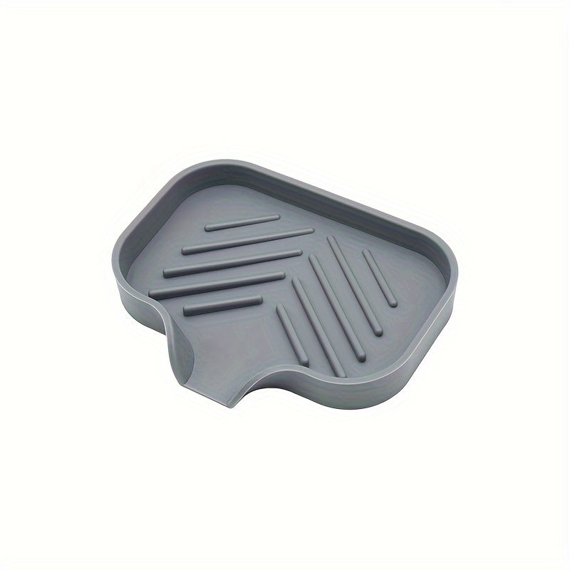 Silicone Kitchen Sink Organizer - Soap Dish Holder With Drain Tip, Countertop Scrubber Pad For Sponges & Brushes, Home Bathroom Essentials