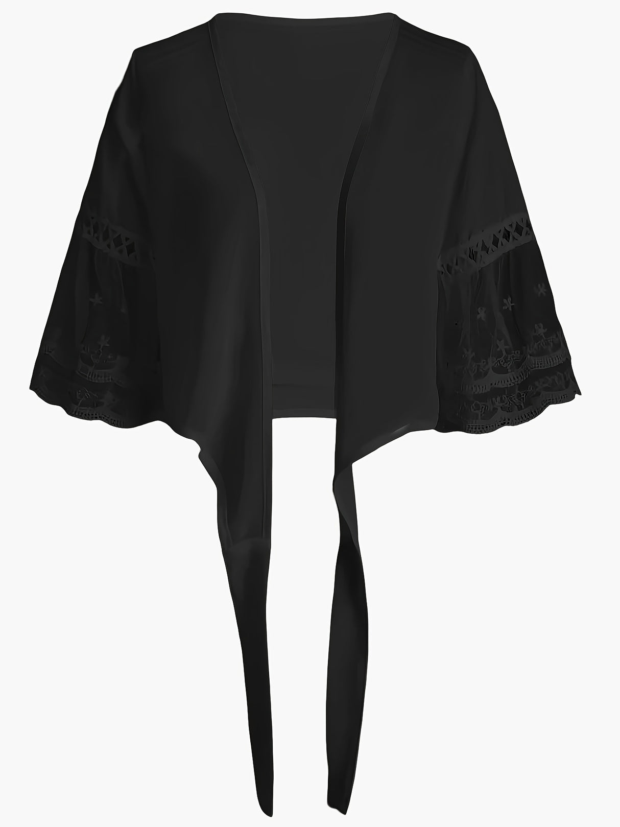 Elegant Solid Knotted Flared Sleeve Blouse, Open Front for Coquette/Cute/Y2K Style Women's Clothing