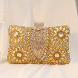 Vintage Glamour Ladies' Cocktail Clutch Bag - Sparkling Rhinestones, PU Leather, Optional Chain Shoulder Strap, Stylish Party Prom Handbag with Classic Design and Timeless Elegance