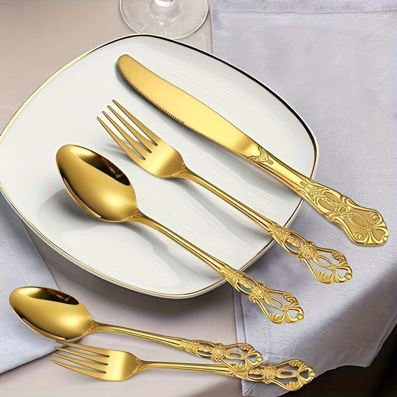 20/30pcs Vintage Baroque Style  Silverware Set, Elegant Dinnerware for Weddings, Restaurants, and Home Dining