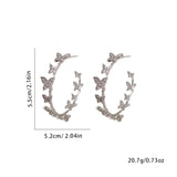 Sterling Silver Exaggerated Butterfly Shaped Hoop Earrings - Statement Jewelry for Women with Unique Personality and Temperament, Elegant Ear Accessories with Delicate Needle Details, Perfect for Everyday Wear or Special Occa