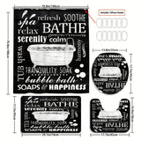 4-Piece Bathroom Shower Curtain Set - Complete Bathroom Essentials Bundle with Waterproof Shower Curtain, Non-Slip Toilet Floor Mat, Stylish Bathroom Decor, and Easy-to-Install 12 Shower Curtain Hooks - Perfect Gift for Frien