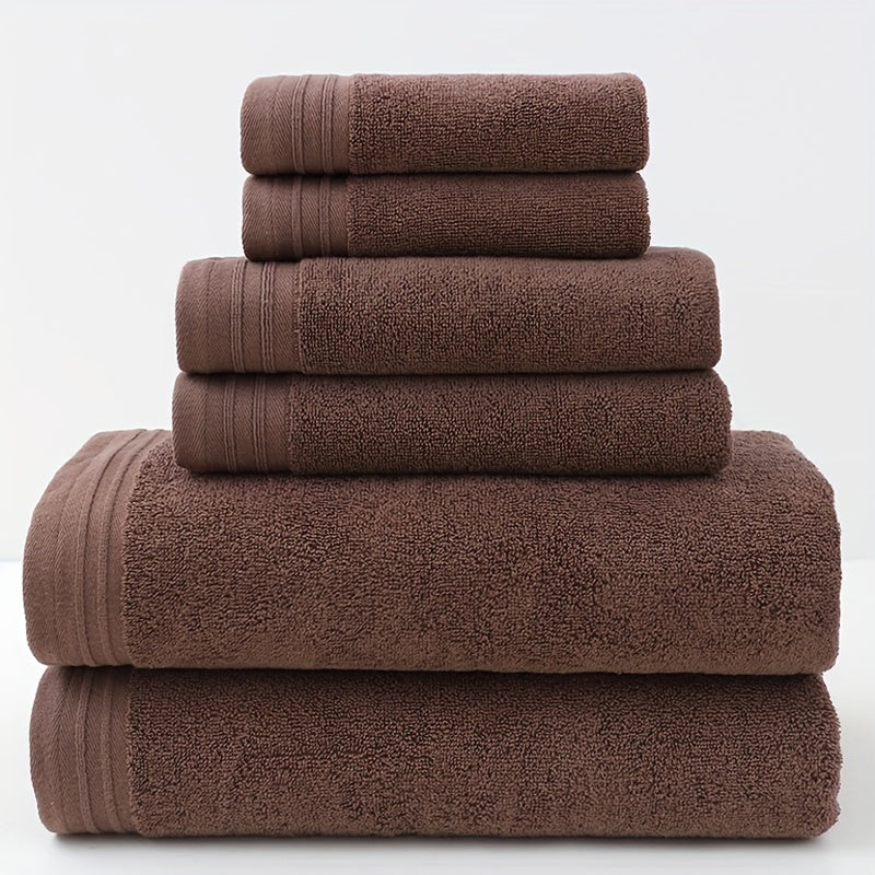 6-Piece Luxury Cotton Towel Set - Ultra-Absorbent, Quick-Drying, Super Soft, and Thickened for Bathroom Essentials - Complete Home Bathroom Supplies with 2 Washcloths, 2 Hand Towels, and 2 Bath Towels