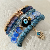 5pcs/Set Bohemian Evil Eye Fatima Hand Glass Beads Strands Bracelets Set For Women