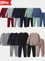 20PCS Long Sleeved Casual Chic Pigeon Suit Color Matching Suit Sports Suit 10 Tops And 10 Pairs Of Pants Boys Clothes Clearance Hawker Halloween Clothes Young Gift Boys Winter Clothes