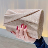 Sparkling Ruched Evening Clutch Bag - Glitter Envelope Purse for Women, Perfect for Cocktail Party, Carnaval, Wedding, Music Festival, and Formal Occasions