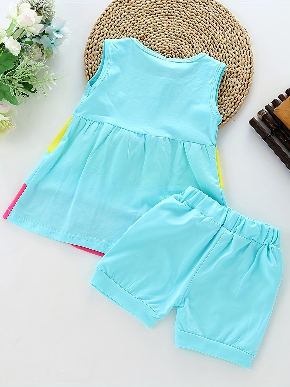 Baby girl fashion summer bow patchwork vest shorts two-piece set of western-style outfits, Perfect for Outdoor