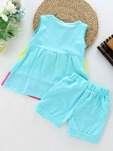 Baby girl fashion summer bow patchwork vest shorts two-piece set of western-style outfits, Perfect for Outdoor