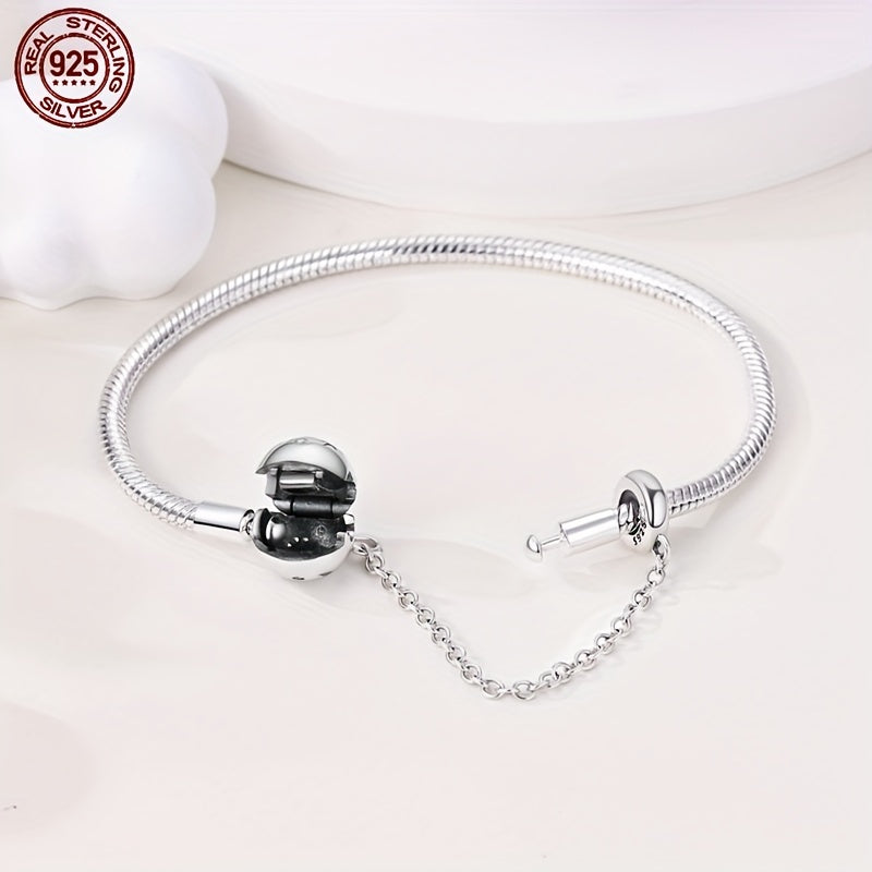 New 925 sterling silver snake bone basic chain, starry full moon safety chain, snake bone chain suitable for original pendants, charming beaded DIY women's bracelets, jewelry gifts