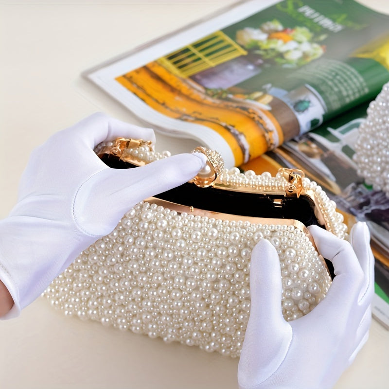 Luxurious Pearlized Evening Clutch Bag - Clutches with Chain Strap, Crossbody & Handheld Style for Women, Perfect for Parties, Banquets, Prom, and Formal Events - Versatile Mini Purse with Elegant Design and Sophisticated Loo