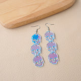Translucent Acrylic Drop Earrings Skull Shape Pendant Punk Style Shiny Hook Earrings Cartilage Piercing Jewelry