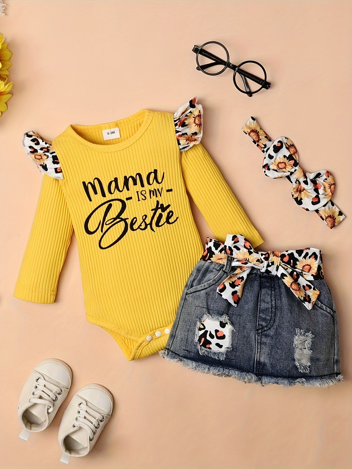 Baby Girl Clothes Newborn long Sleeve Ruffle Romper Short Jeans Pants Leporad Infant Outfits 3pcs 0-18 Months