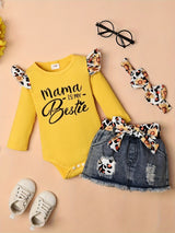 Baby Girl Clothes Newborn long Sleeve Ruffle Romper Short Jeans Pants Leporad Infant Outfits 3pcs 0-18 Months