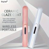 2-in-1 Wireless Mini Portable USB Hair Straightener Curling Iron - Intelligent Temperature Control, Anti-Scalding, Anion Care Hair, Large-Capacity Lithium Battery for Long-Lasting Life, Portable Charger for Travel and Party -