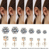 Sparkling Stainless Steel 6-Prong zirconia Stud Earrings Hypoallergenic Daily Decor Earrings 18K Gold Plated Ear Bone Buckle Jewelry