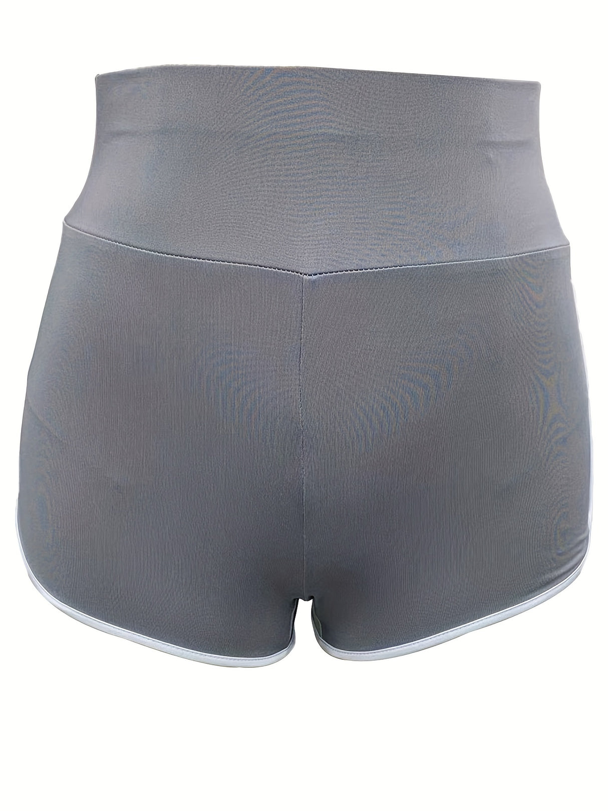 Ruched Contrast Trim Sport Shorts for Women, Casual Athletic Binding Shorts