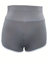 Ruched Contrast Trim Sport Shorts for Women, Casual Athletic Binding Shorts