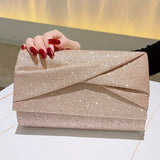 Sparkling Ruched Evening Clutch Bag - Glitter Envelope Purse for Women, Perfect for Cocktail Party, Carnaval, Wedding, Music Festival, and Formal Occasions