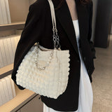 Pleated Bubble Shoulder Bag, Aesthetic Cloud Ruched Tote Bag, Fashion Soft Handbag For Women