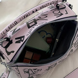 Vibrant Graffiti Small Zipper Box Crossbody Handbag for Women - Trendy Chain Strap, Stylish Design, Compact Size, Easy-Close Zipper, Perfect for Daily Use - Ideal Accessory for Fashion-Conscious Ladies