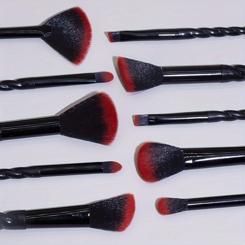Professional Makeup Brush Set, 10pcs Full Face Eye Makeup Brush Set For Beginners, Complete Cosmetic Tools With 2pcs Makeup Puff Blender