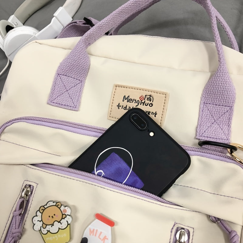 Ins Retro Campus Waterproof School Bag, Cute Girl Multi-function Shoulder Bag, Female Student Adjustable Messenger Bag