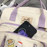 Ins Retro Campus Waterproof School Bag, Cute Girl Multi-function Shoulder Bag, Female Student Adjustable Messenger Bag