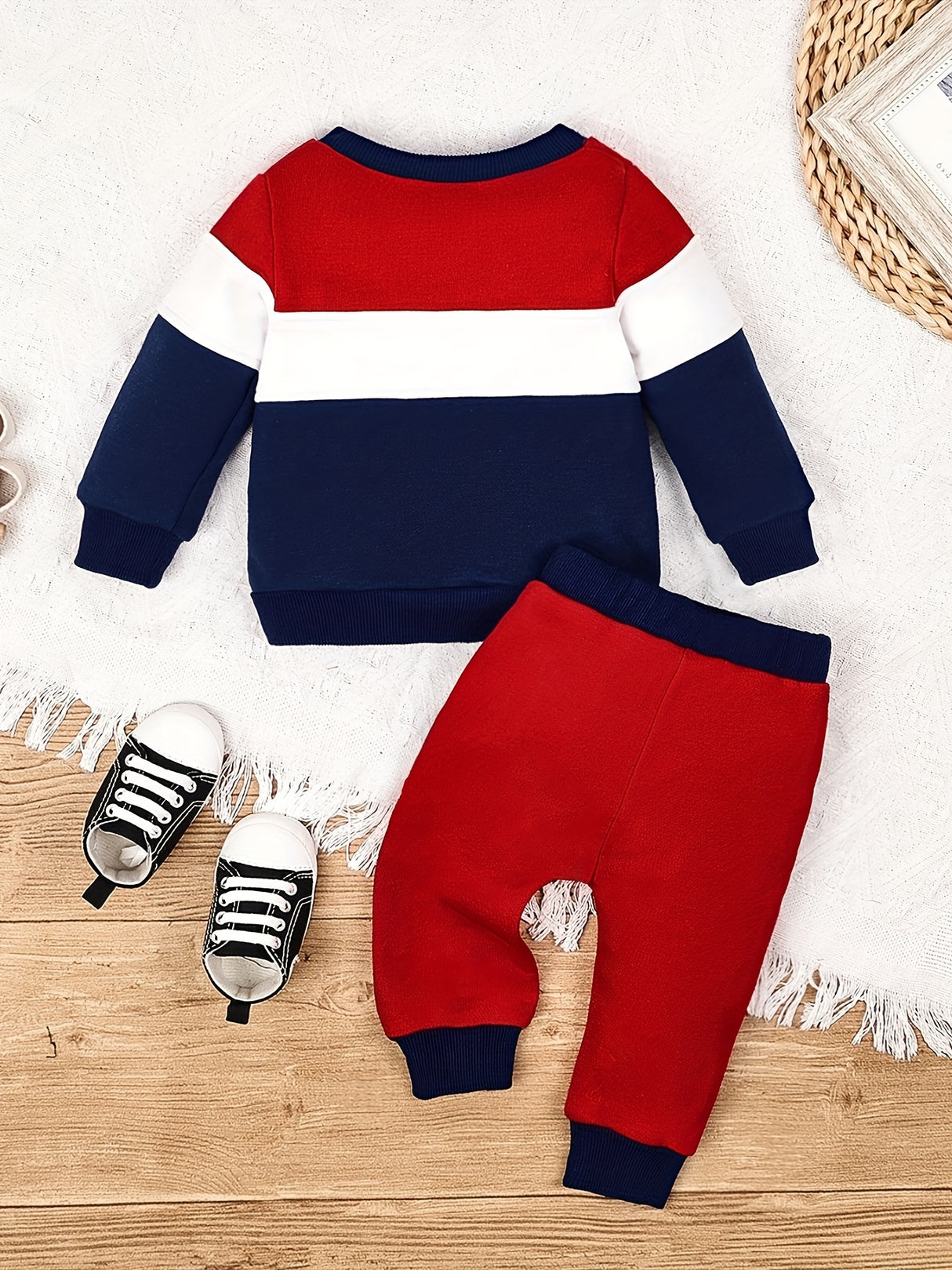CETEPY Toddler Baby Boys Clothes Autumn Winter Outfits Long Sleeve Happy Pattern Color Block Tops Pants Sets 3M-3Y, for Outdoor