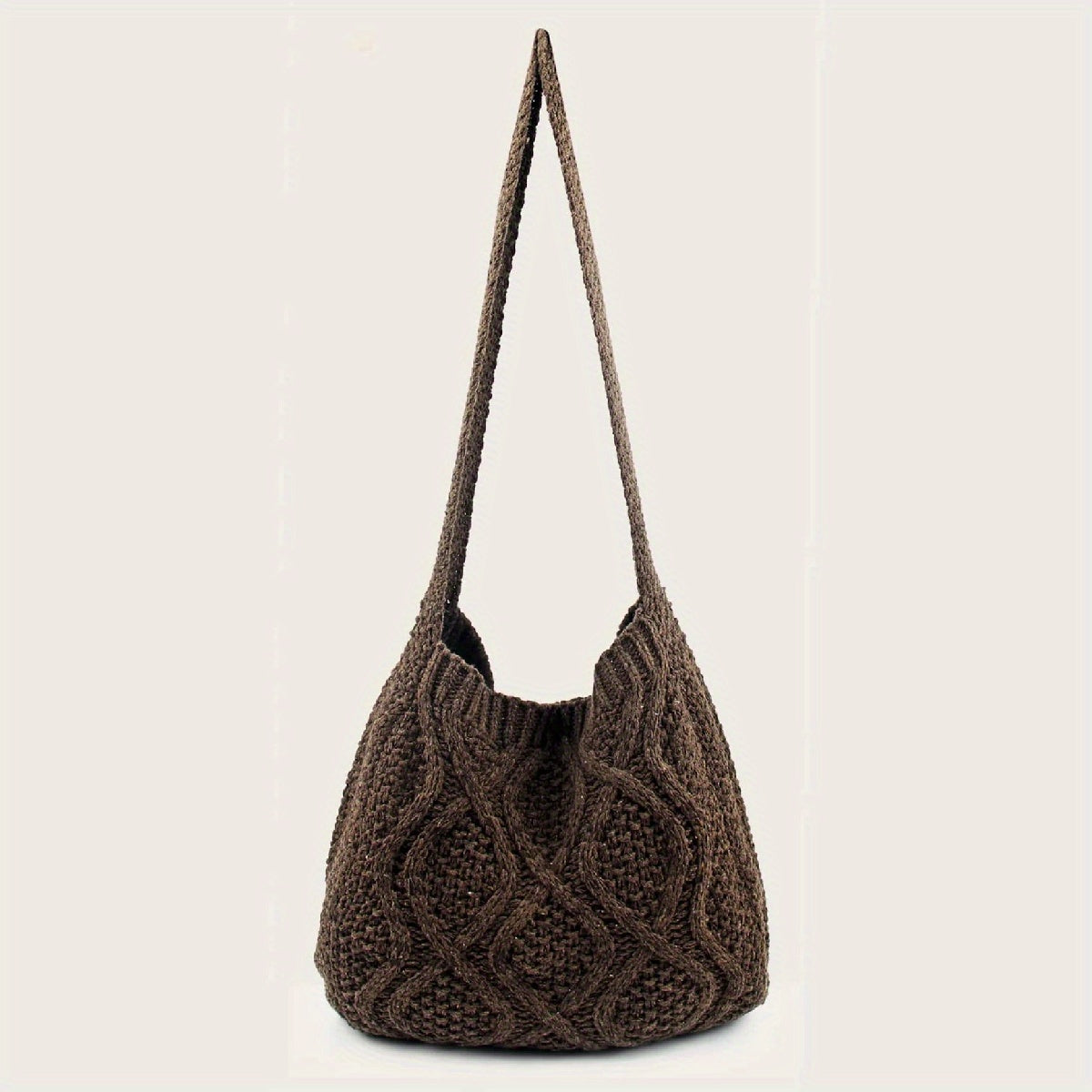 Trendy Literary Crochet Hobo Bag - Hollow Out Knitted, Crossbody, Stylish, Fashionable, and Spacious Handbag for Women