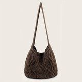 Trendy Literary Crochet Hobo Bag - Hollow Out Knitted, Crossbody, Stylish, Fashionable, and Spacious Handbag for Women
