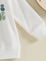 1 Set Toddler Boys Cotton Blend Casual Outfit - Long Sleeve Round Neck Top with Alphabet Print & Contrast Color Pants with Pockets, Regular Fit Knit Fabric for Fall/Winter, for Outdoor