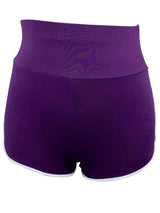 Ruched Contrast Trim Sport Shorts for Women, Casual Athletic Binding Shorts