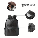 1pc Men's Fashion Travel Backpack, Student School Bag, PU Leather Casual Backpack