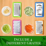 4-Grater Bamboo Cutting Board with Container, Vegetable Peeler Set, and 4 Trays - Perfect Kitchen Meal Prep Station for Mother's Day Gift