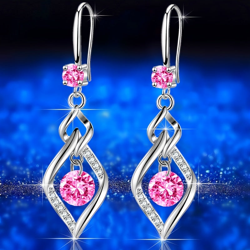 Rhombus Drop Earrings - Luxury Party Jewelry for Women with Inlaid Round Cut, Perfect for Prom, Dinner, and Decorative Occasions