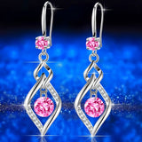 Rhombus Drop Earrings - Luxury Party Jewelry for Women with Inlaid Round Cut, Perfect for Prom, Dinner, and Decorative Occasions