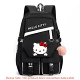 Sanrio Hello Kitty Backpack for Women, Preppy Style Nylon School Bag with Polyester Lining, Large Capacity Zippered Foldable Outdoor Travel Rucksack with Cute Fashionable Design