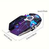 Silvery Carved Wired Mouse for E-Sports Gaming, Silent and Sound Chicken-Eating Mouse Macro for Desktops and Laptops