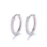 Sterling Silver White Gold Plated Hoop Earrings with Needle Drill Design, Nickel-Free