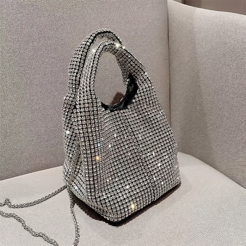 Radiant Crystal Knotted Clutch - Shimmering Evening Handbag for Weddings, Parties & Festivals - Glamorous Clutch Purse for Fashion-Forward Women